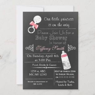 Invitation Baby shower rose Chalkboard