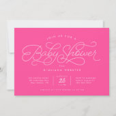 Invitation Baby shower rose chaud (Devant)