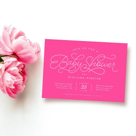 Invitation Baby shower rose chaud