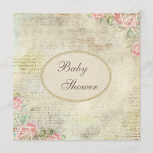 Invitation Baby shower Rose chic Pearls and Lace Shabby