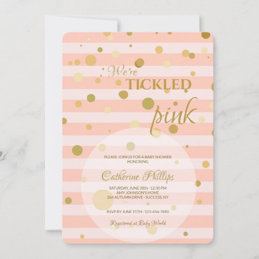 Invitation Baby shower rose chiche (Devant)