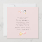 Invitation Baby shower rose cigogne minime (Dos)
