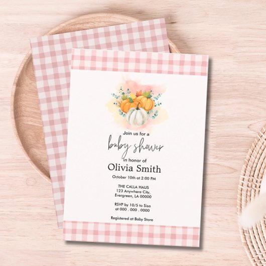 Invitation Baby shower rose citrouille