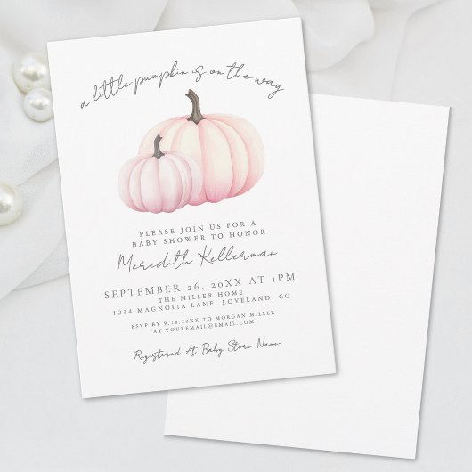 Invitation Baby Shower Rose Citrouille