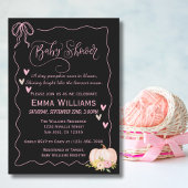 Invitation Baby shower rose Citrouille Coeurs Bow mignonnes P