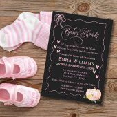 Invitation Baby shower rose Citrouille Coeurs Bow mignonnes P