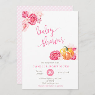 invitation baby shower rose, citrouilles de police