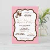 Invitation baby shower rose-clair du papillon 5x7 (Debout devant)