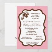 Invitation baby shower rose-clair du papillon 5x7 (Devant / Derrière)