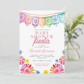 Invitation Baby shower rose coloré Fiesta mexicaine (Debout devant)