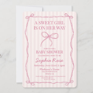 Invitation Baby shower rose Coquette Bow Pastel