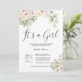 Invitation Baby shower Rose crème (Debout devant)