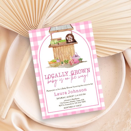 Invitation Baby shower rose cultivé localement