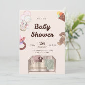 Invitation Baby shower rose | Cute et élégant (Debout devant)