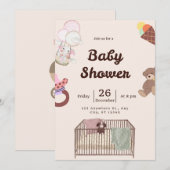 Invitation Baby shower rose | Cute et élégant (Devant / Derrière)