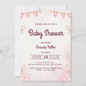 Invitation Baby shower Rose Cute Star (Devant)