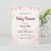 Invitation Baby shower Rose Cute Star (Debout devant)