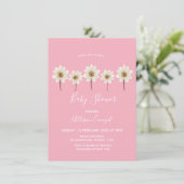 Invitation Baby shower rose Daisy (Debout devant)