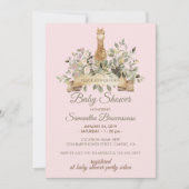 Invitation Baby shower rose d'Alpaca (Devant)