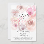 Invitation Baby shower Rose d'aquarelle bébé en fleur par cou (Devant)