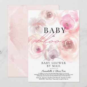 Invitation Baby shower Rose d'aquarelle bébé en fleur par cou