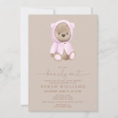 Invitation Baby shower rose d'attente minimal (Devant)