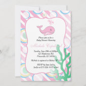 Invitation Baby shower rose de baleine de bébé (Devant)