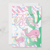 Invitation Baby shower rose de baleine de bébé (Dos)