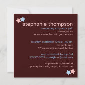 Invitation Baby shower rose de brun bleu de jumeaux (Dos)