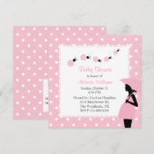 Invitation Baby shower rose de coutume de coccinelles et de (Devant / Derrière)