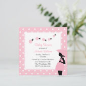 Invitation Baby shower rose de coutume de coccinelles et de (Debout devant)