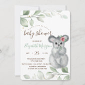 Invitation Baby shower Rose de Cute Koala (Devant)