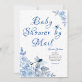 Invitation Baby shower Rose de dragonfly Boy (Devant)