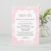 Invitation Baby shower rose de fille d'aquarelle + apportez (Debout devant)