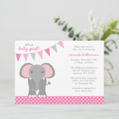 Invitation Baby shower rose de fille de bannière de point de (Debout devant)