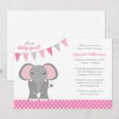 Invitation Baby shower rose de fille de bannière de point de (Devant / Derrière)