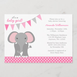 Invitation Baby shower rose de fille de bannière de point de