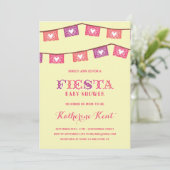 Invitation Baby shower rose de filles de la fiesta | (Debout devant)