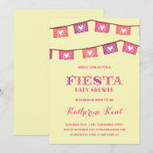 Invitation Baby shower rose de filles de la fiesta | (Devant / Derrière)