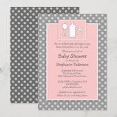 Invitation Baby shower rose de la boule Binky Rattle (Devant / Derrière)