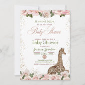 Invitation Baby shower Rose de la Giraffe Cute (Devant)