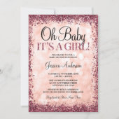 Invitation Baby shower Rose de la Parties scintillant de Bour (Devant)