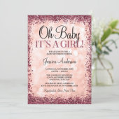 Invitation Baby shower Rose de la Parties scintillant de Bour (Debout devant)