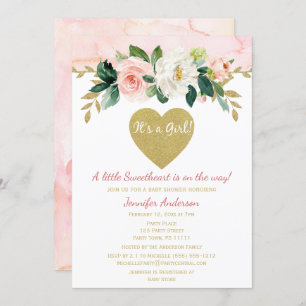 Invitation Baby shower rose de la Saint-Valentin