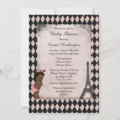 Invitation Baby shower Rose de la Tour Eiffel (Dos)