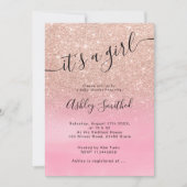 Invitation Baby shower rose de manuscrit de rose d'ombre de (Devant)