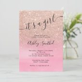 Invitation Baby shower rose de manuscrit de rose d'ombre de (Debout devant)