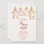Invitation Baby shower rosé de Noël Rocse Horse (Devant)