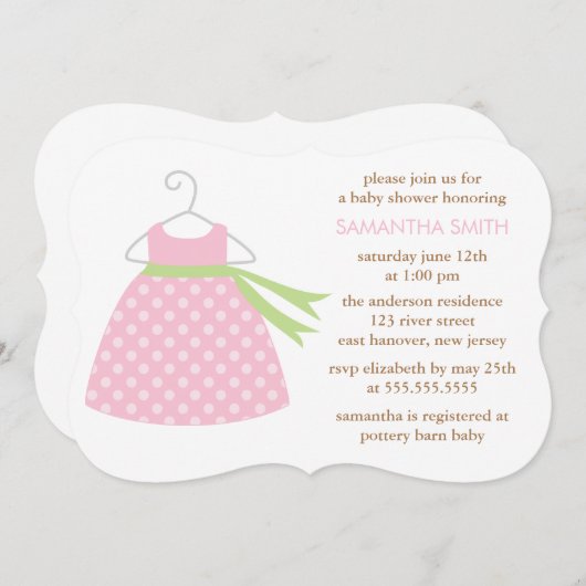 Invitation Baby shower rose de robe (Devant / Derrière)