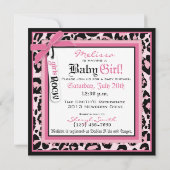 Invitation Baby shower rose de voiture d'enfant de vedette du (Dos)